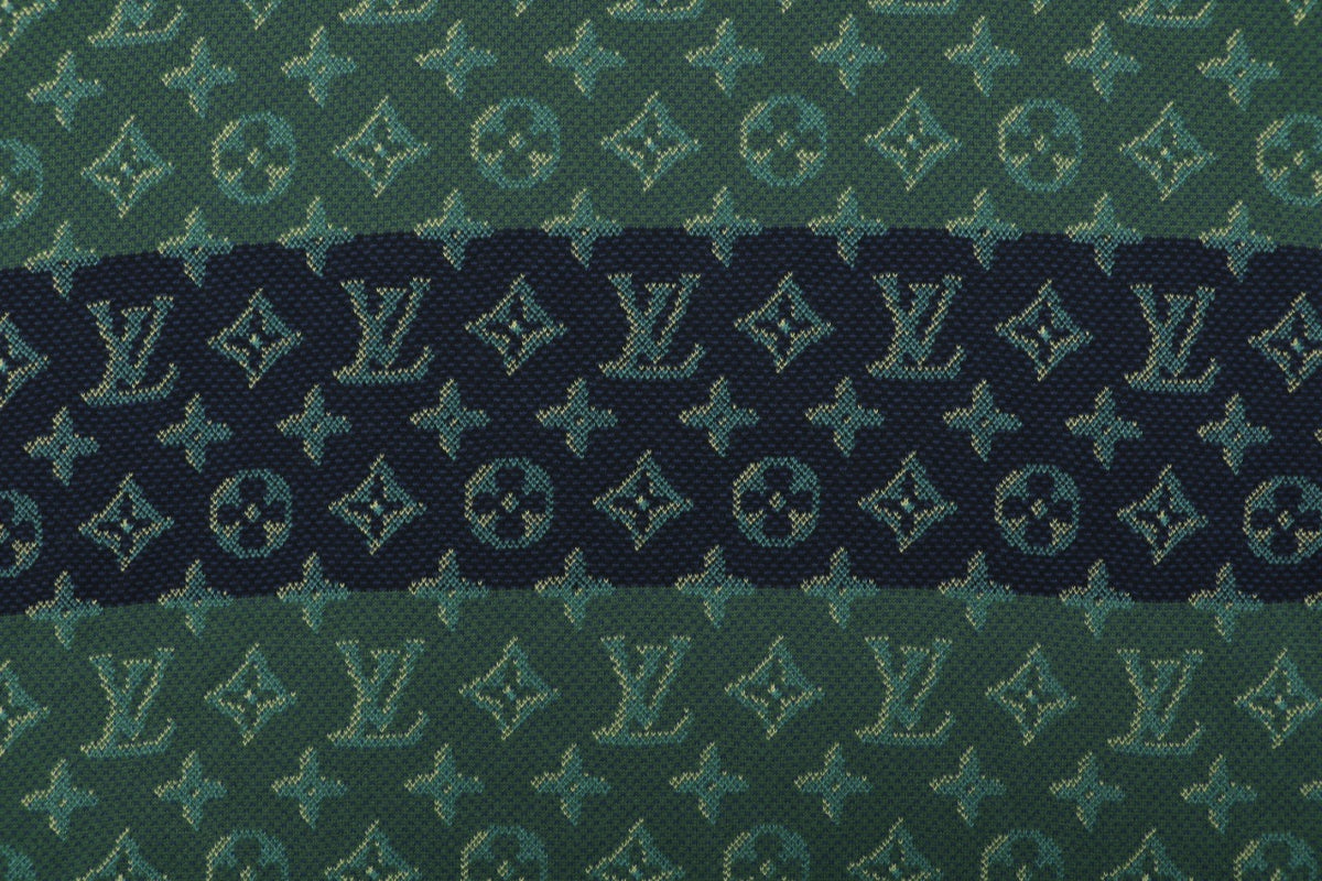 Louis Vuitton LV Monogram Dual-Tone Horizontal Band Jacquard Short Sleeve Tee – Forest Green / Navy