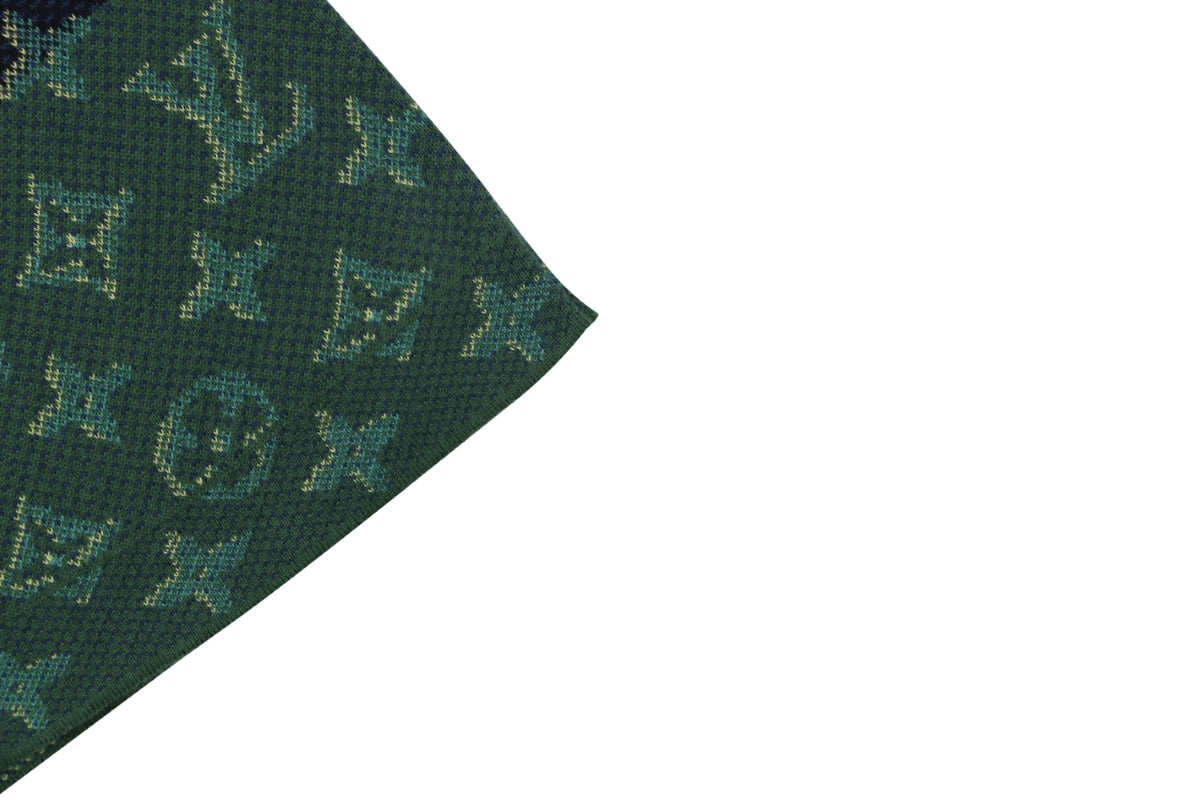 Louis Vuitton LV Monogram Dual-Tone Horizontal Band Jacquard Short Sleeve Tee – Forest Green / Navy