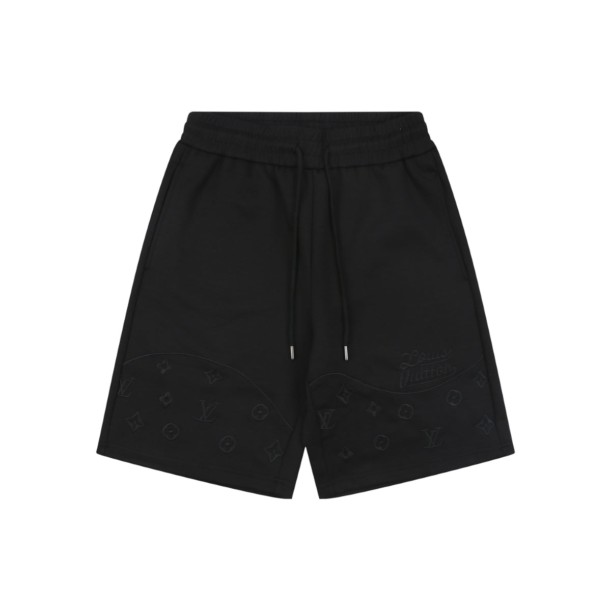Louis Vuitton Tonal Arc Monogram Jacquard Drawstring Athletic Shorts – Black