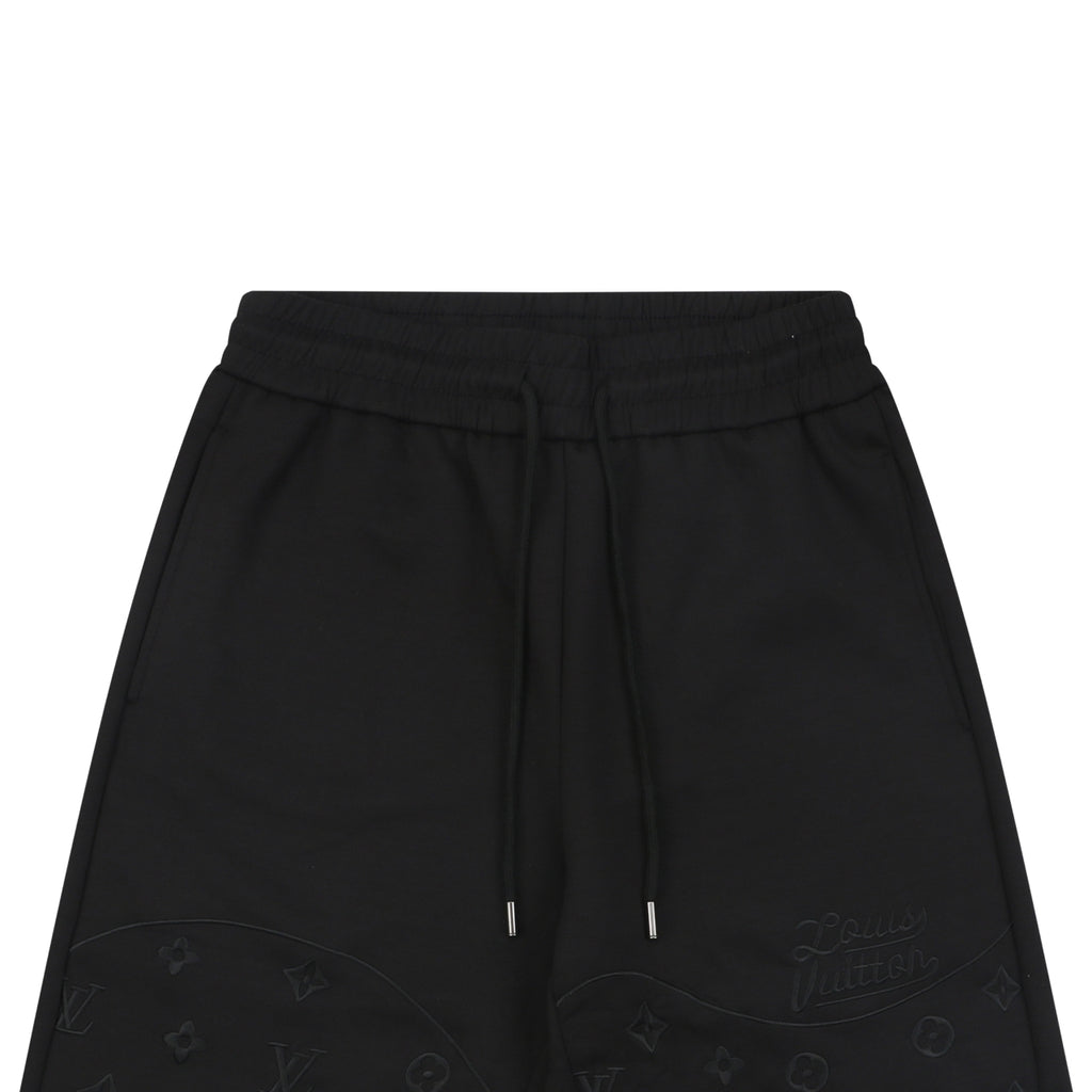 Louis Vuitton Tonal Arc Monogram Jacquard Drawstring Athletic Shorts – Black