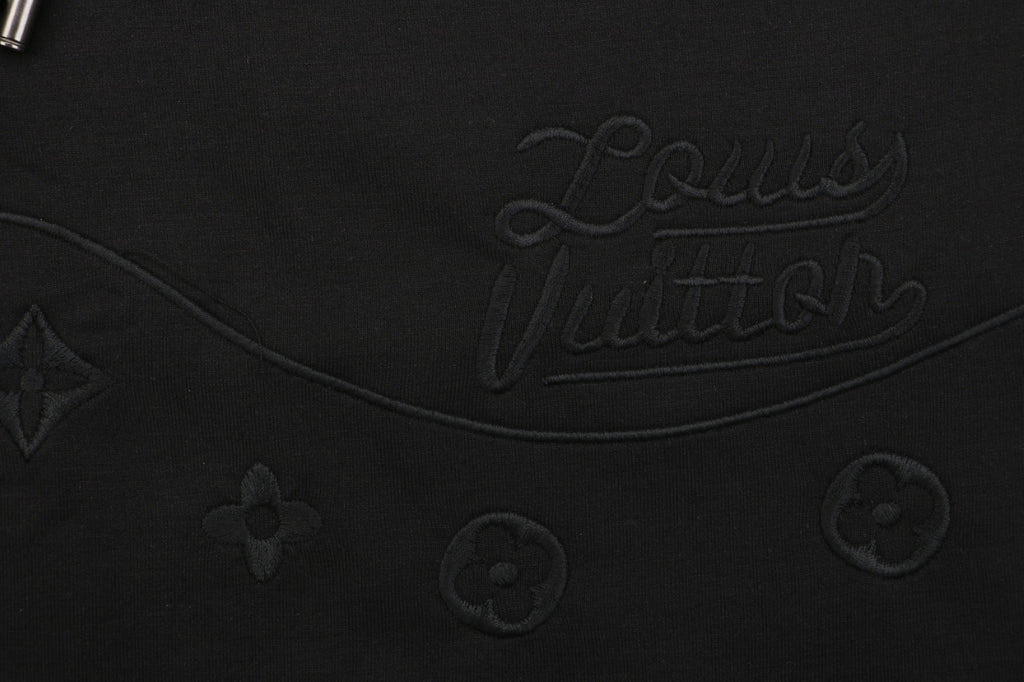 Louis Vuitton Tonal Arc Monogram Jacquard Drawstring Athletic Shorts – Black