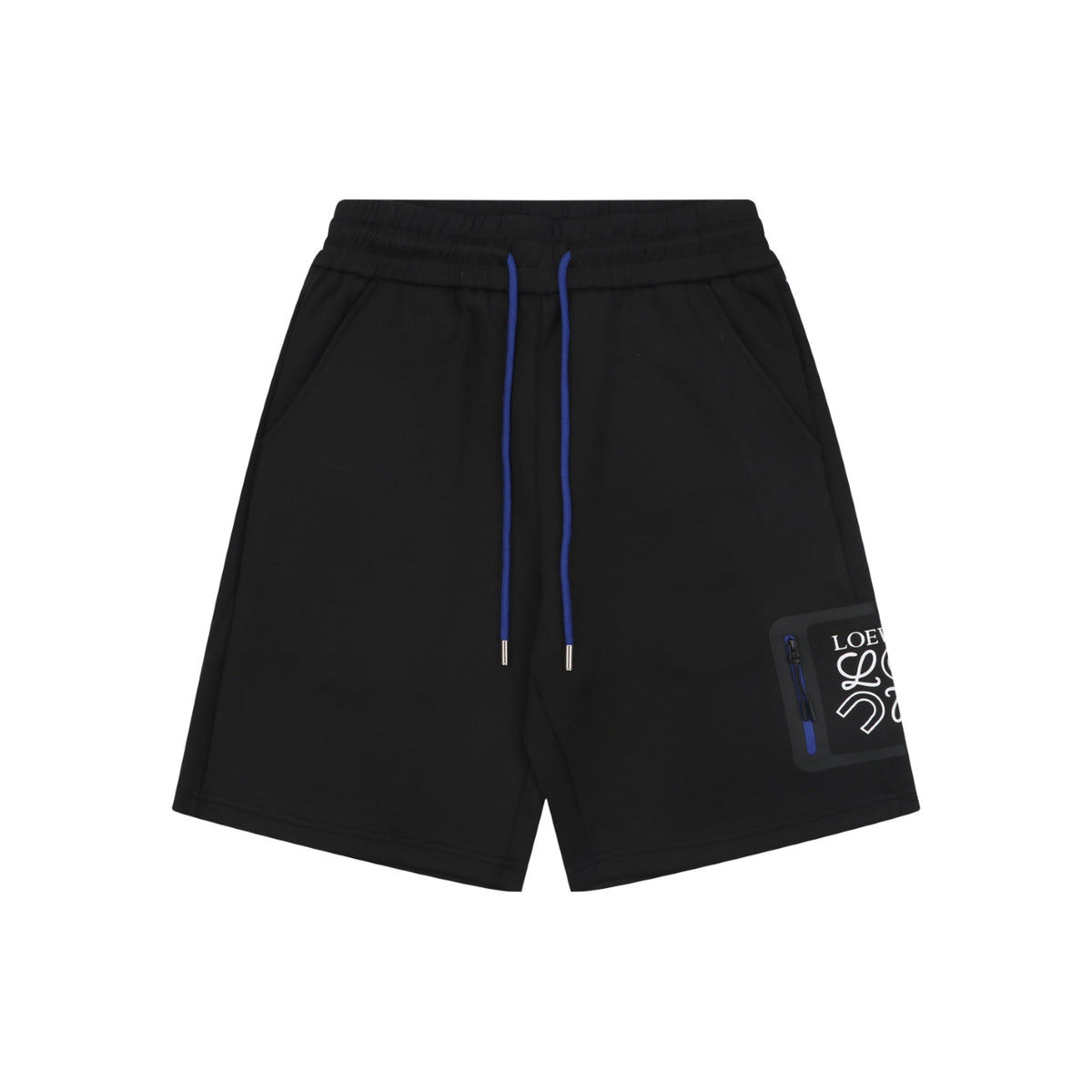 Loewe Anagram Blue Wash Patch Pocket Drawstring Athletic Shorts – Black