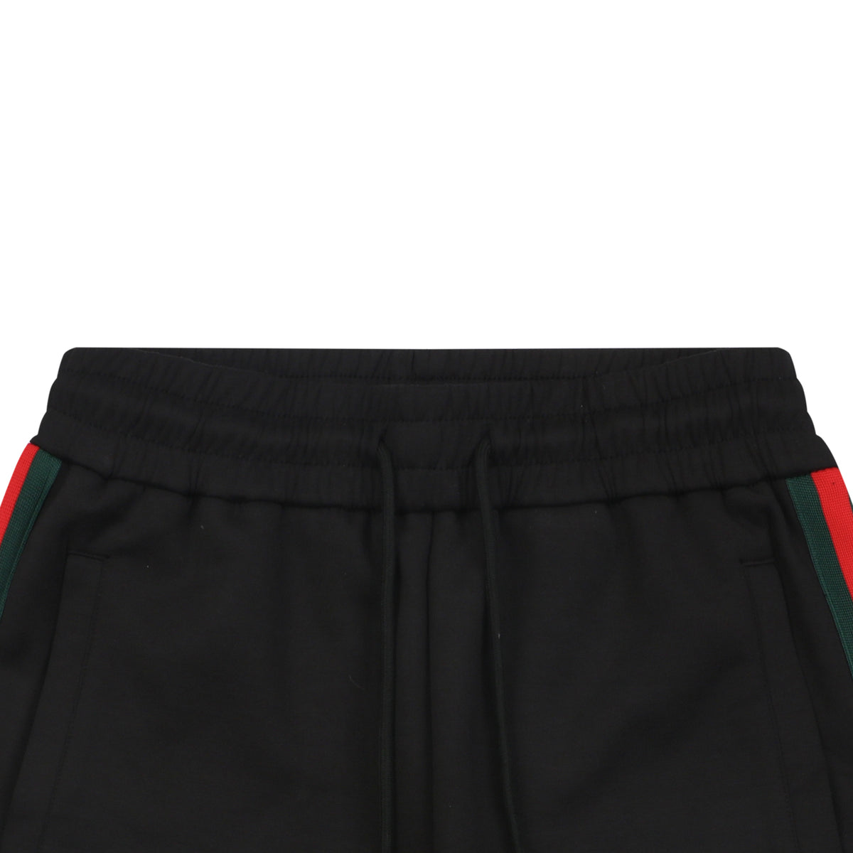 Gucci Tonal G Jacquard Red Green Web Stripe Drawstring Shorts – Black