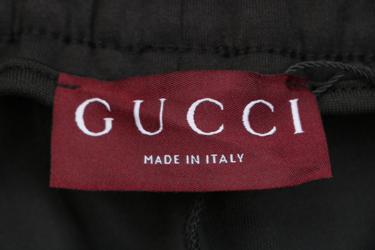 Gucci Tonal G Jacquard Red Green Web Stripe Drawstring Shorts – Black