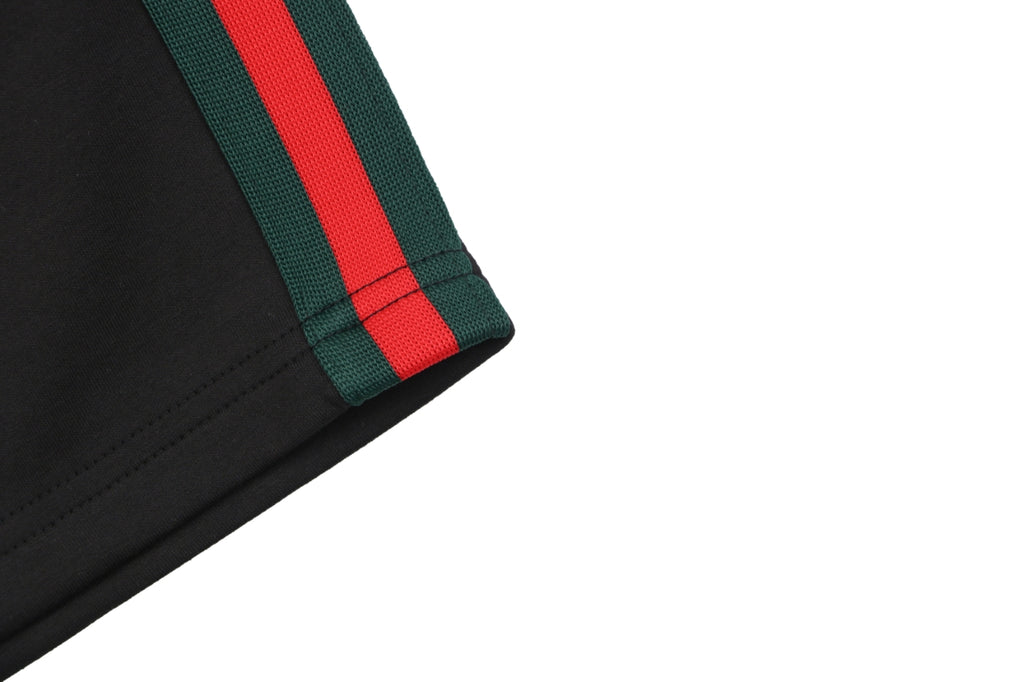 Gucci Tonal G Jacquard Red Green Web Stripe Drawstring Shorts – Black
