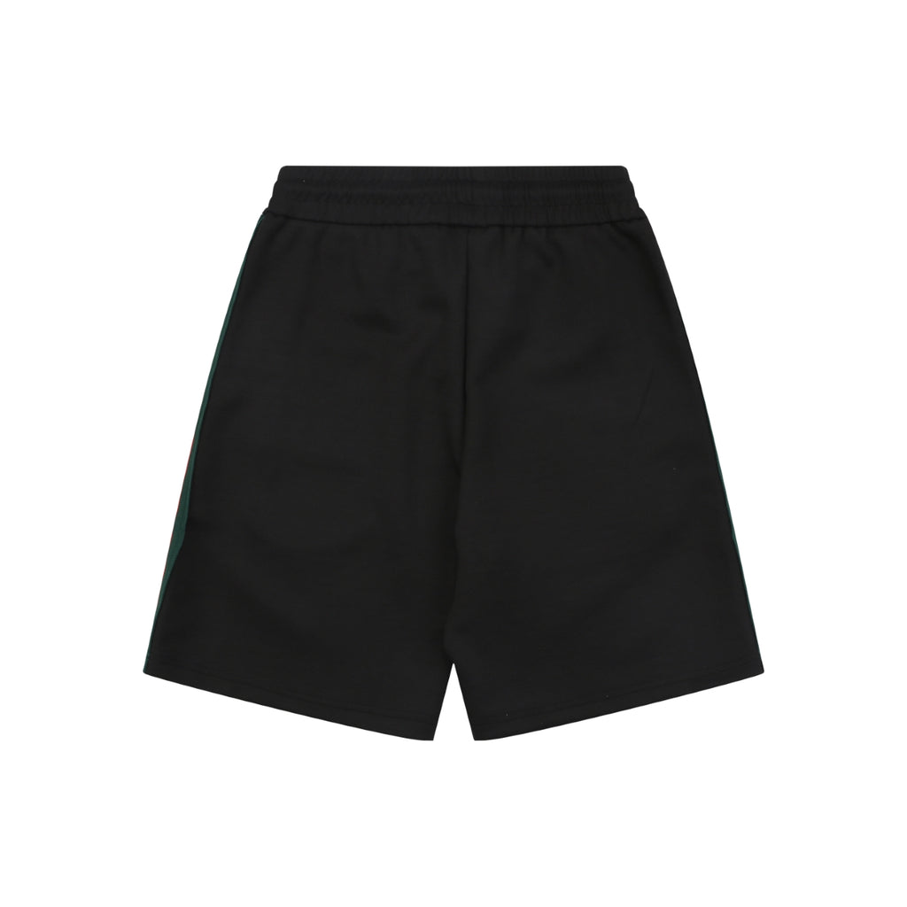 Gucci Tonal G Jacquard Red Green Web Stripe Drawstring Shorts – Black