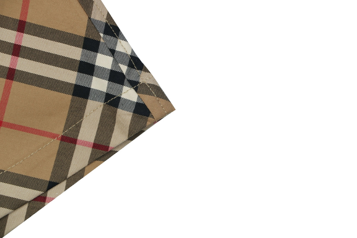Burberry Diagonal Check Equestrian Knight Embroidered Back Pocket Drawstring Shorts – Camel