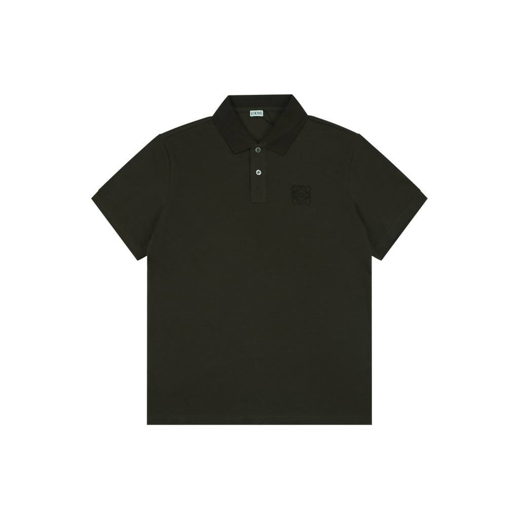 Loewe Tonal Jacquard Anagram Embroidered Polo Short Sleeve – Dark Brown