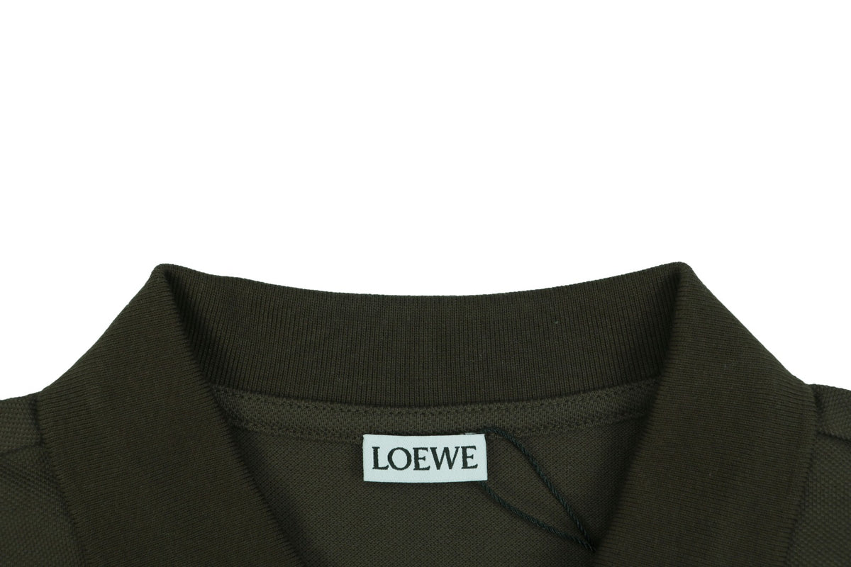 Loewe Tonal Jacquard Anagram Embroidered Polo Short Sleeve – Dark Brown