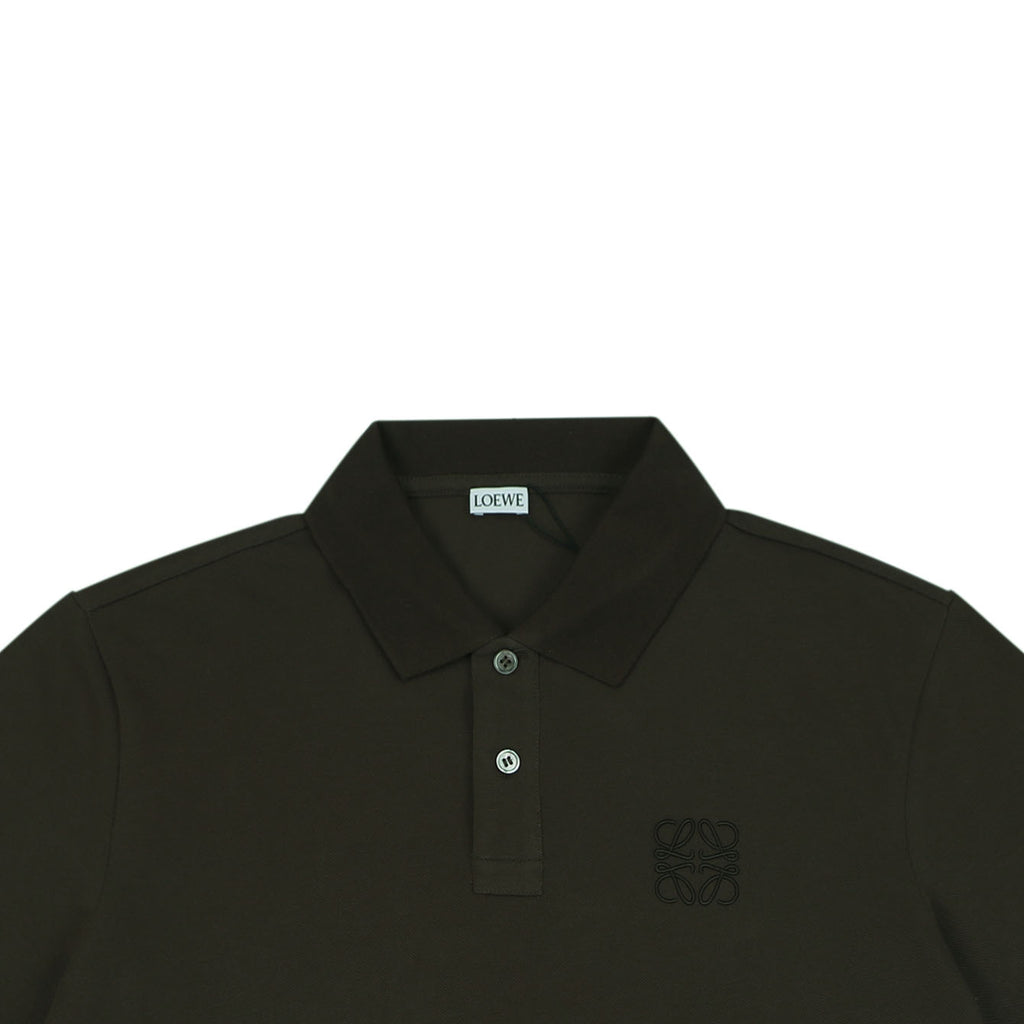 Loewe Tonal Jacquard Anagram Embroidered Polo Short Sleeve – Dark Brown