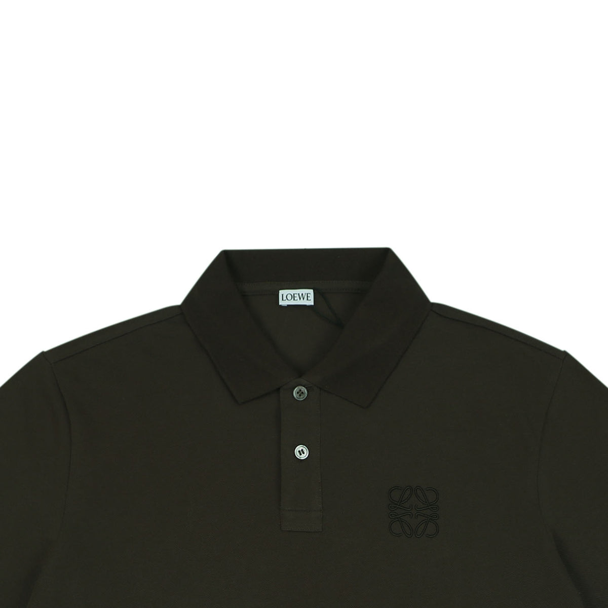 Loewe Tonal Jacquard Anagram Embroidered Polo Short Sleeve – Dark Brown