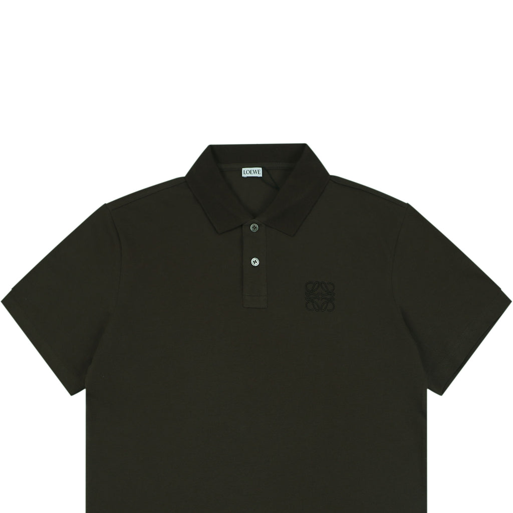 Loewe Tonal Jacquard Anagram Embroidered Polo Short Sleeve – Dark Brown
