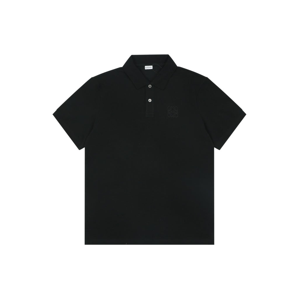Loewe Tonal Jacquard Anagram Embroidered Polo Short Sleeve – Black