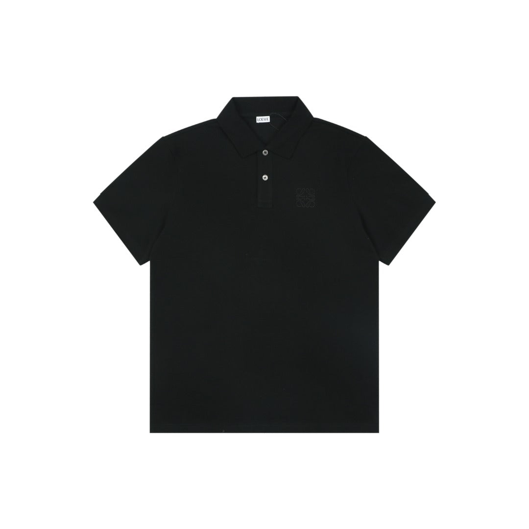 Loewe Tonal Jacquard Anagram Embroidered Polo Short Sleeve – Black
