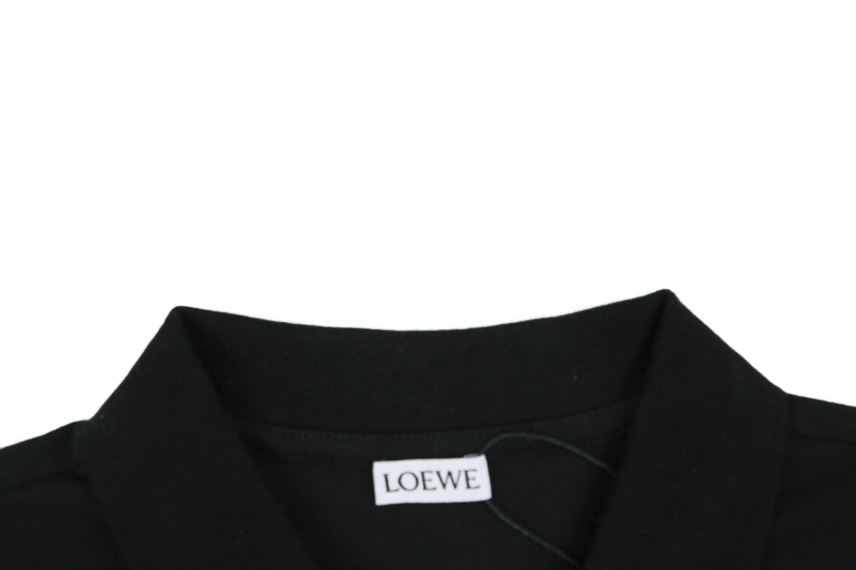 Loewe Tonal Jacquard Anagram Embroidered Polo Short Sleeve – Black