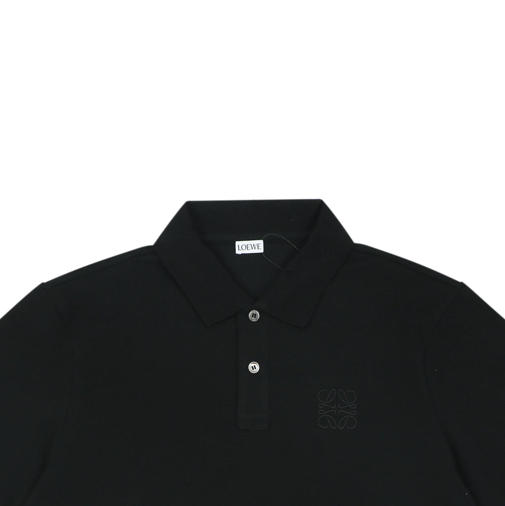 Loewe Tonal Jacquard Anagram Embroidered Polo Short Sleeve – Black