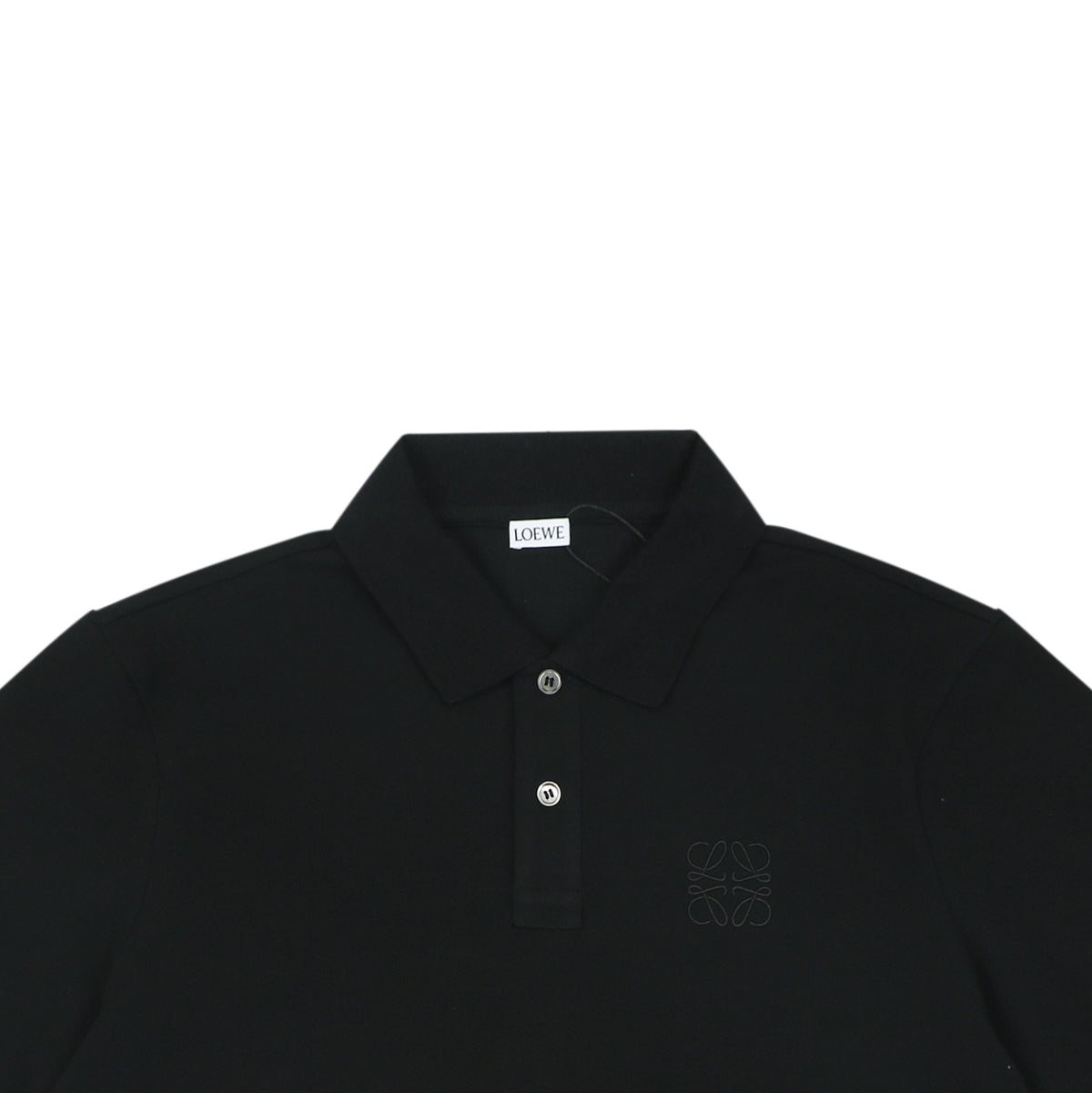 Loewe Tonal Jacquard Anagram Embroidered Polo Short Sleeve – Black