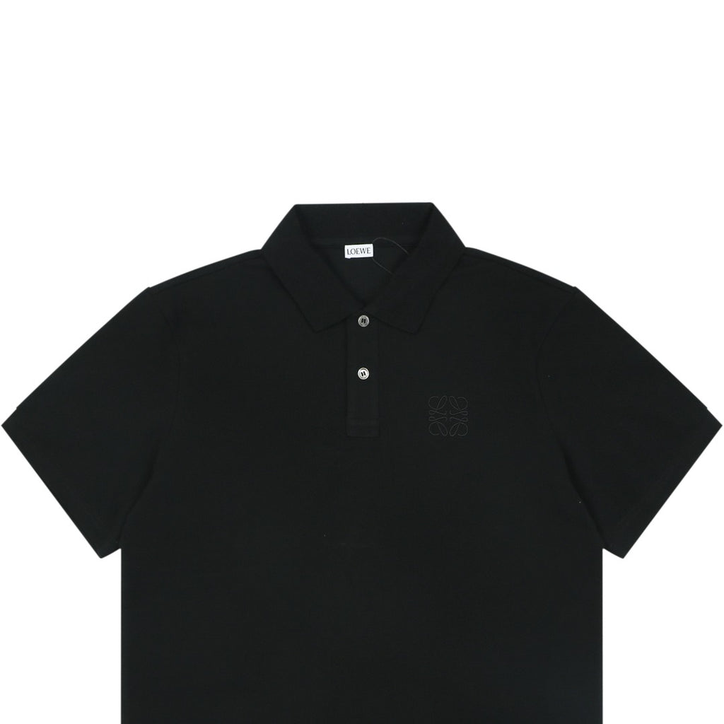 Loewe Tonal Jacquard Anagram Embroidered Polo Short Sleeve – Black