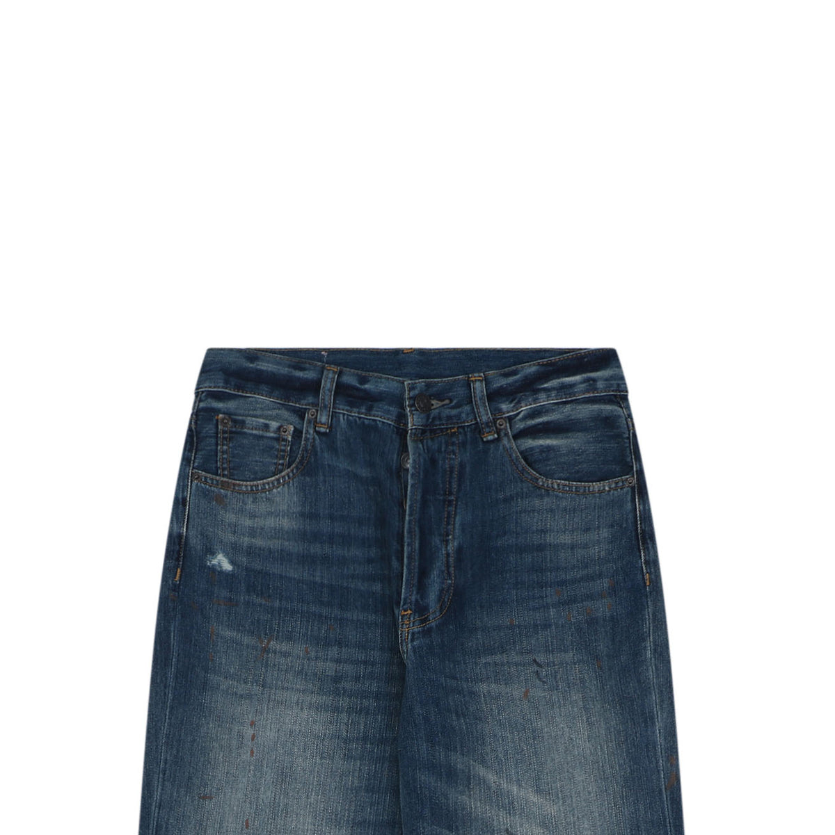 Acne Studios 2021F Ink-Splash Distressed Wide-Leg Jeans – Indigo