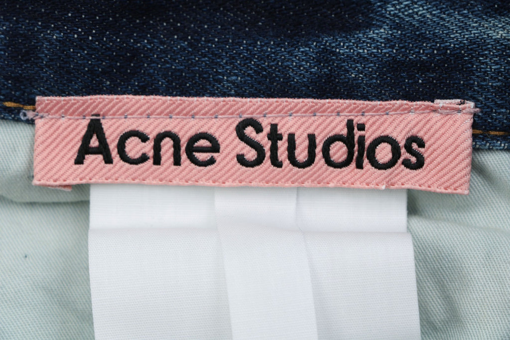 Acne Studios 2021F Ink-Splash Distressed Wide-Leg Jeans – Indigo