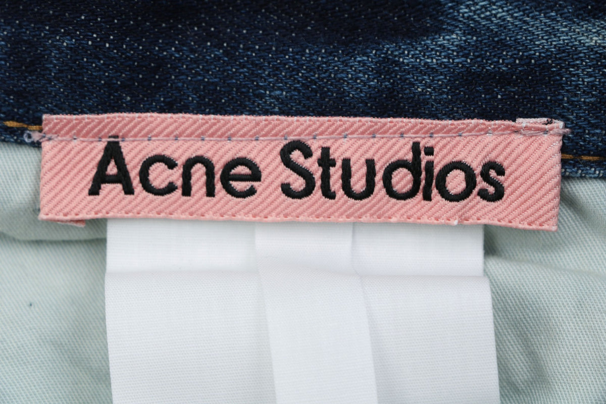 Acne Studios 2021F Ink-Splash Distressed Wide-Leg Jeans – Indigo