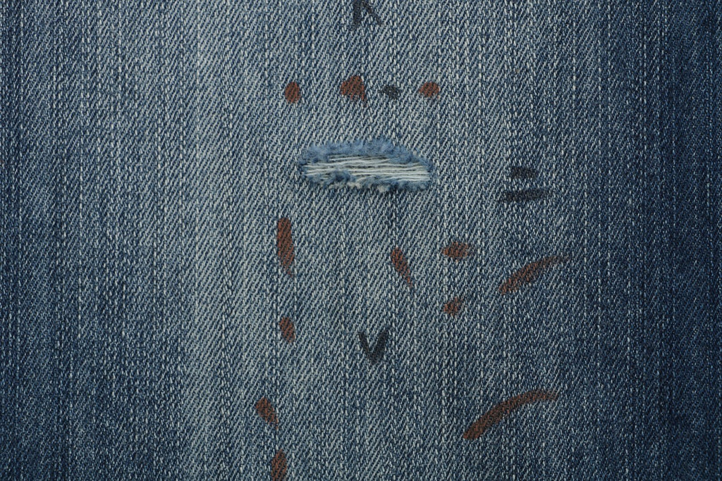 Acne Studios 2021F Ink-Splash Distressed Wide-Leg Jeans – Indigo