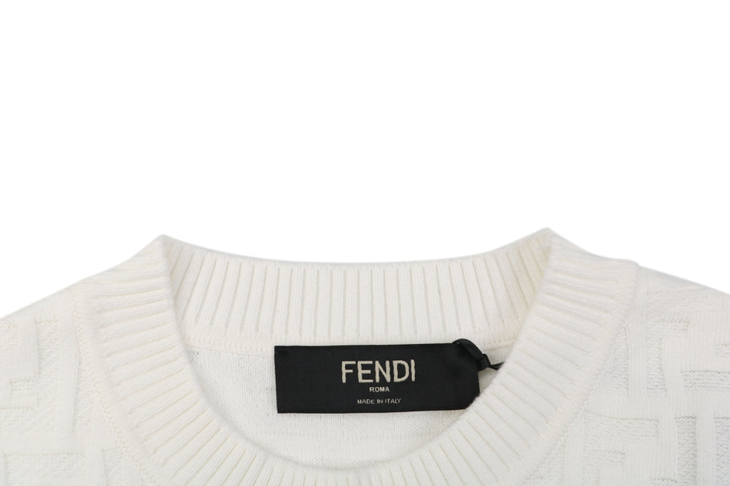 Fendi Tonal FF Monogram Full-Coverage Jacquard Short Sleeve Tee – White