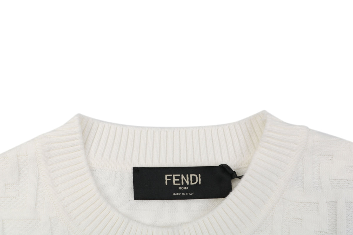 Fendi Tonal FF Monogram Full-Coverage Jacquard Short Sleeve Tee – White
