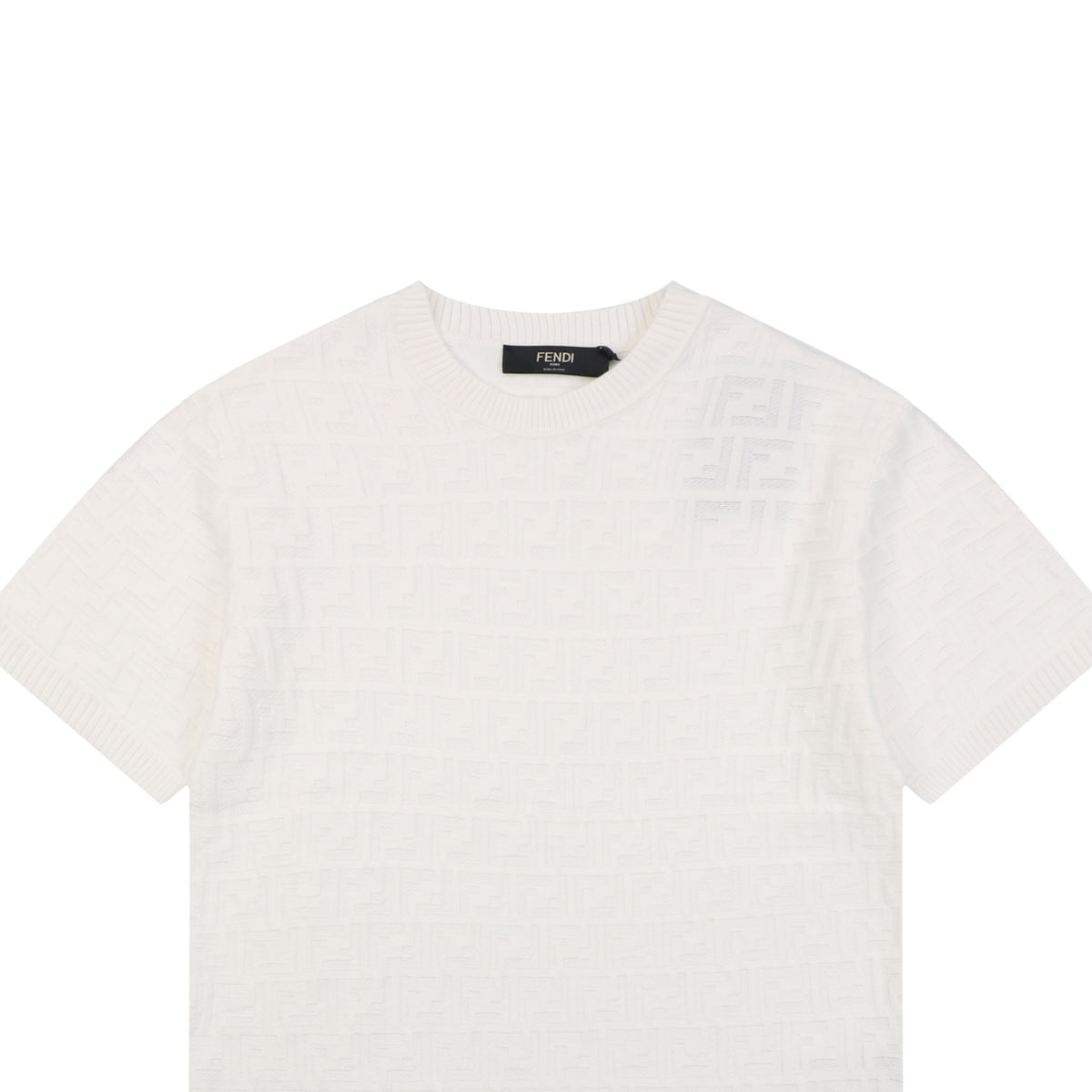 Fendi Tonal FF Monogram Full-Coverage Jacquard Short Sleeve Tee – White