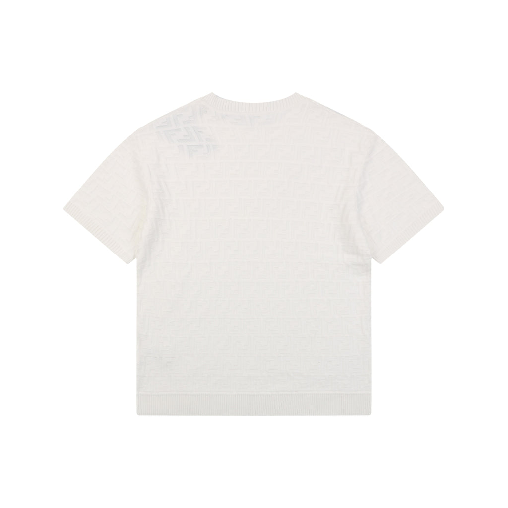 Fendi Tonal FF Monogram Full-Coverage Jacquard Short Sleeve Tee – White