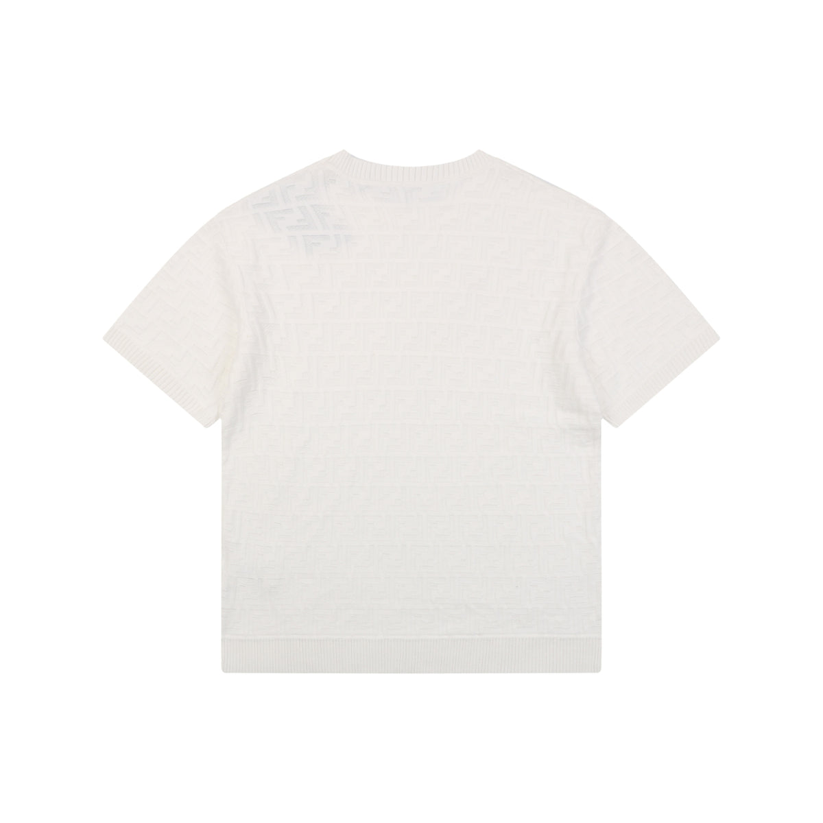 Fendi Tonal FF Monogram Full-Coverage Jacquard Short Sleeve Tee – White
