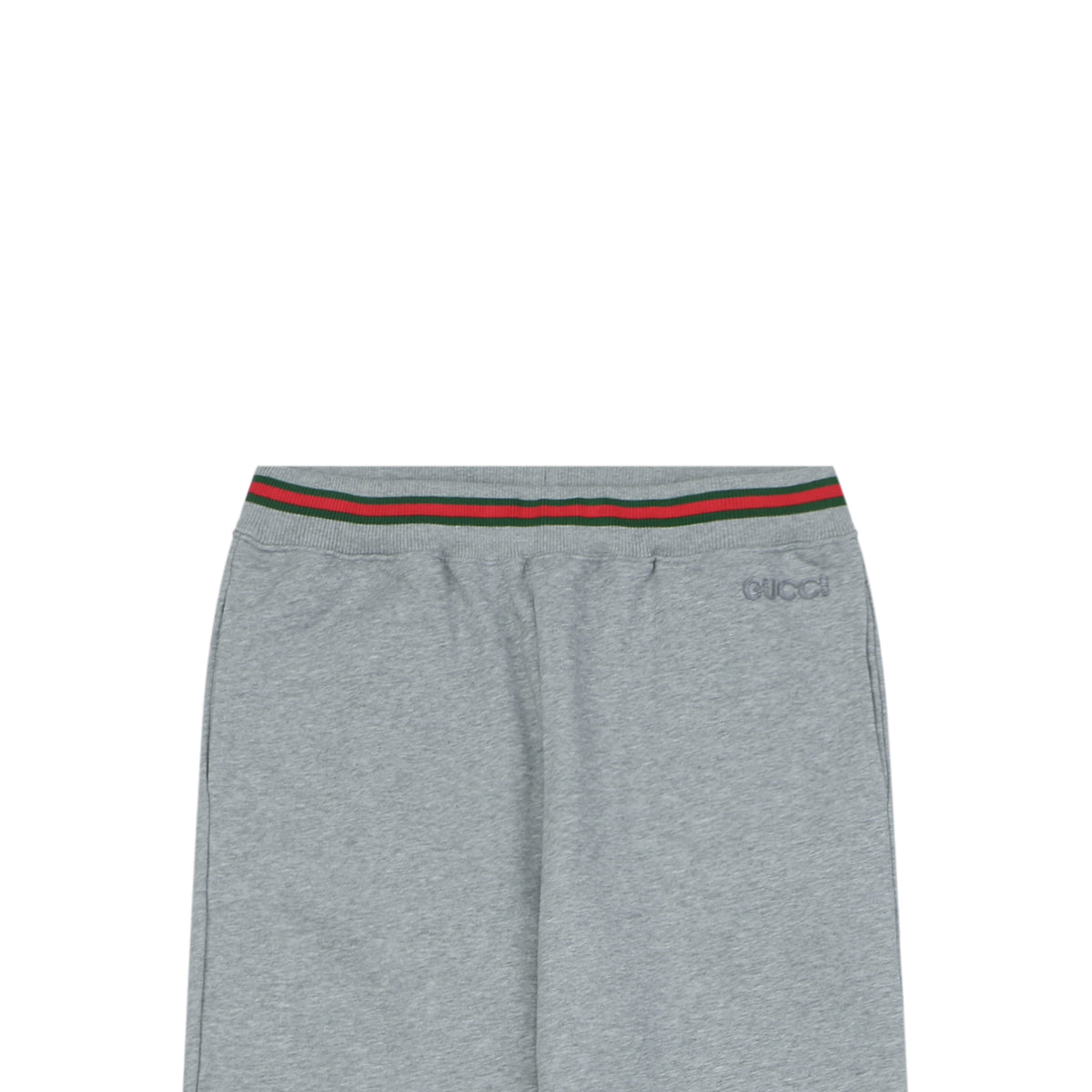 Gucci Tonal GG Monogram Jacquard Red Green Web Stripe Waistband Trousers – Light Grey
