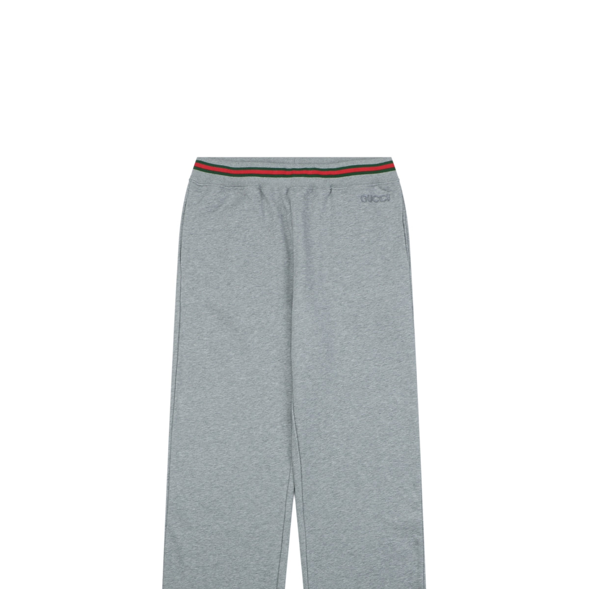 Gucci Tonal GG Monogram Jacquard Red Green Web Stripe Waistband Trousers – Light Grey