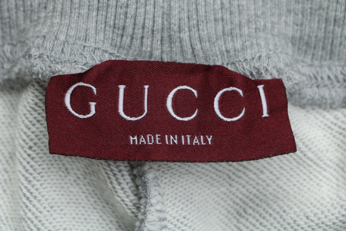 Gucci Tonal GG Monogram Jacquard Red Green Web Stripe Waistband Trousers – Light Grey