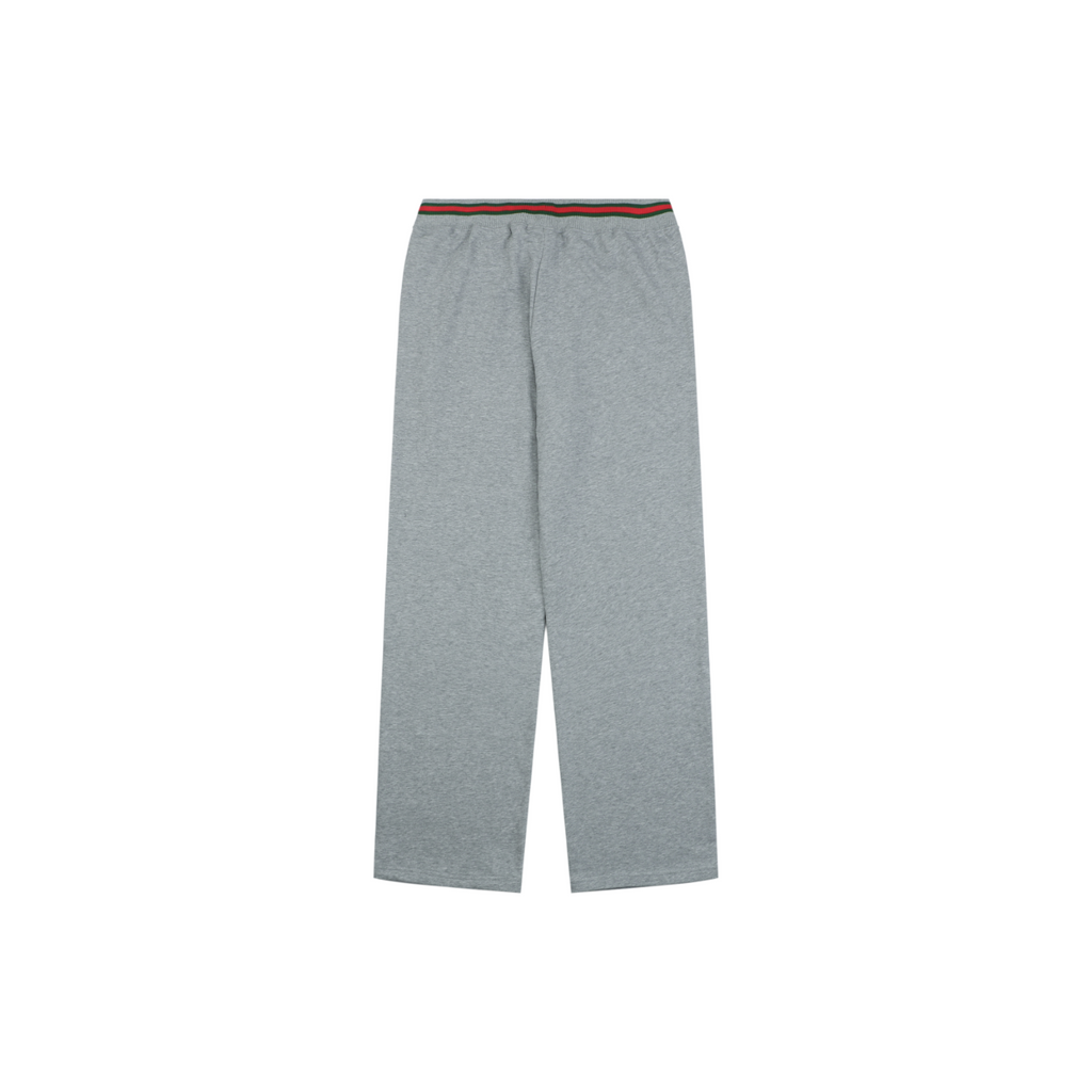 Gucci Tonal GG Monogram Jacquard Red Green Web Stripe Waistband Trousers – Light Grey