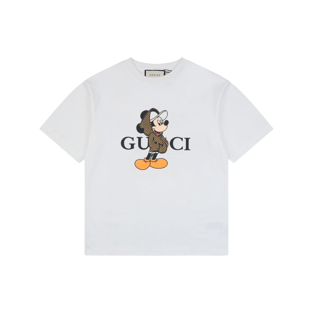 Gucci x Disney Mickey Mouse Stripe Blazer Print Short Sleeve Tee – White