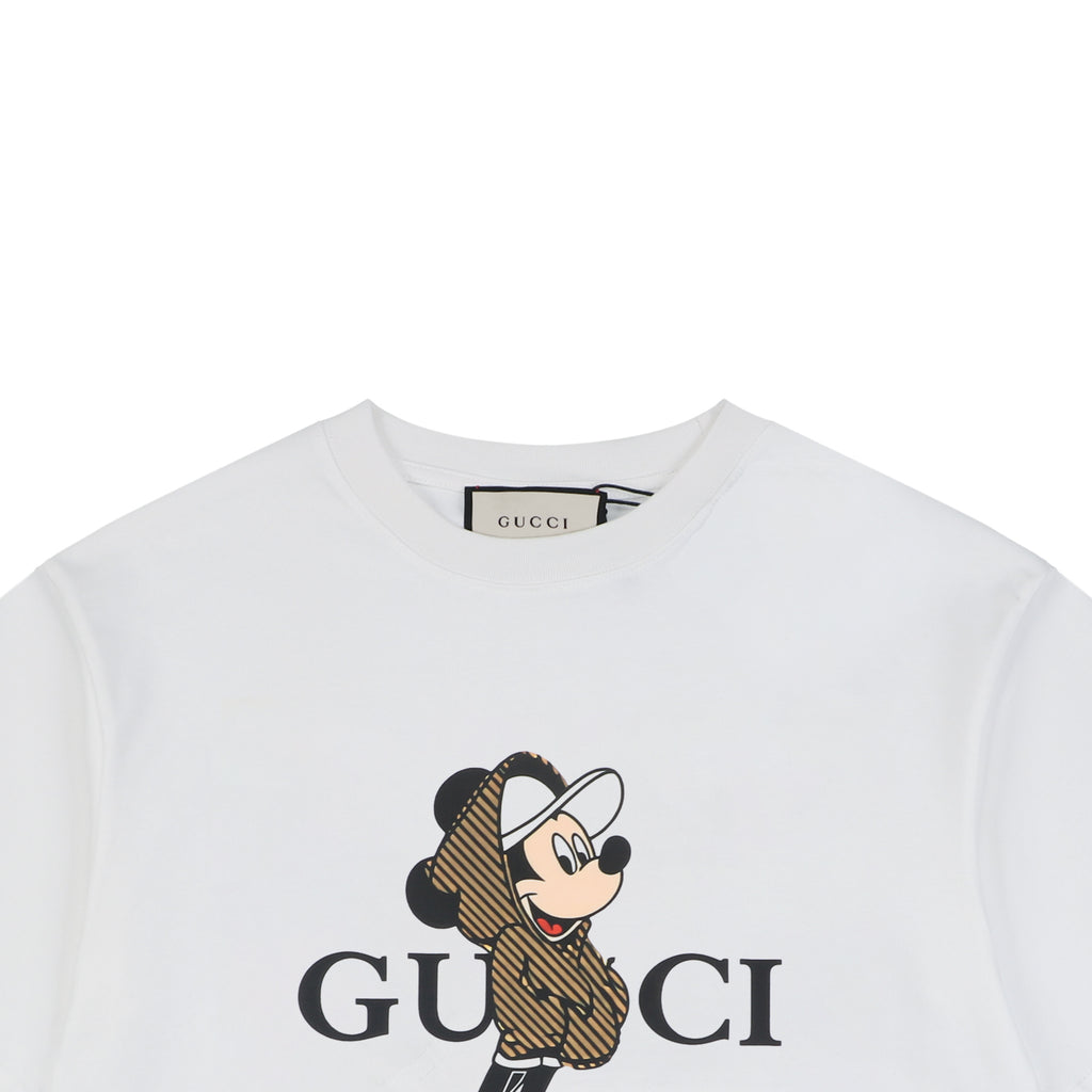 Gucci x Disney Mickey Mouse Stripe Blazer Print Short Sleeve Tee – White