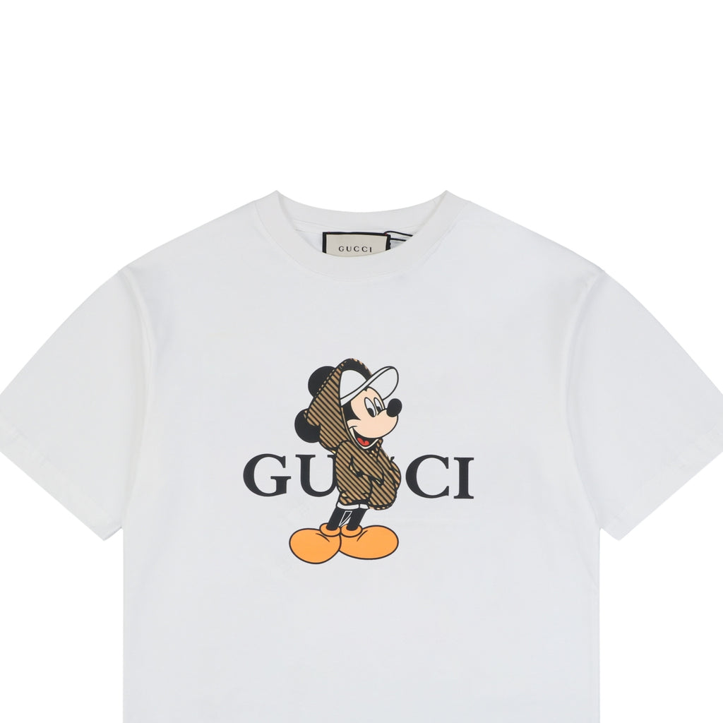 Gucci x Disney Mickey Mouse Stripe Blazer Print Short Sleeve Tee – White