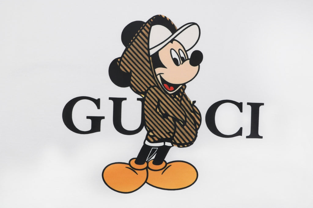 Gucci x Disney Mickey Mouse Stripe Blazer Print Short Sleeve Tee – White