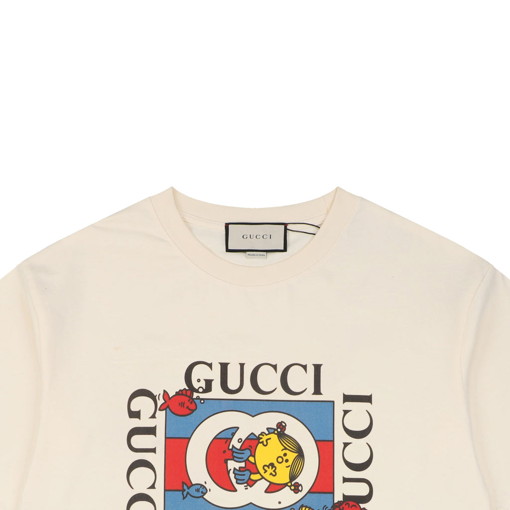 Gucci GG Roundel Yellow Bird Cartoon Framed Print Short Sleeve Tee – Off-White