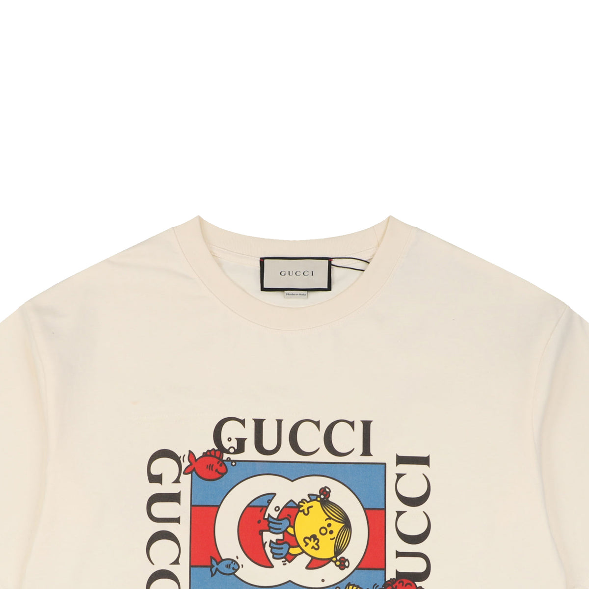 Gucci GG Roundel Yellow Bird Cartoon Framed Print Short Sleeve Tee – Off-White