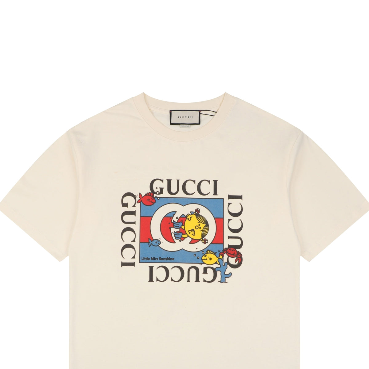 Gucci GG Roundel Yellow Bird Cartoon Framed Print Short Sleeve Tee – Off-White