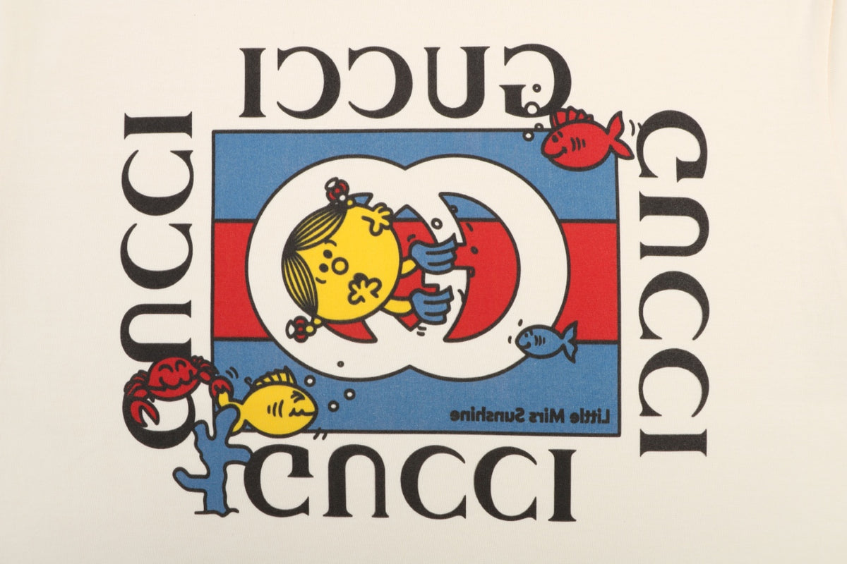Gucci GG Roundel Yellow Bird Cartoon Framed Print Short Sleeve Tee – Off-White