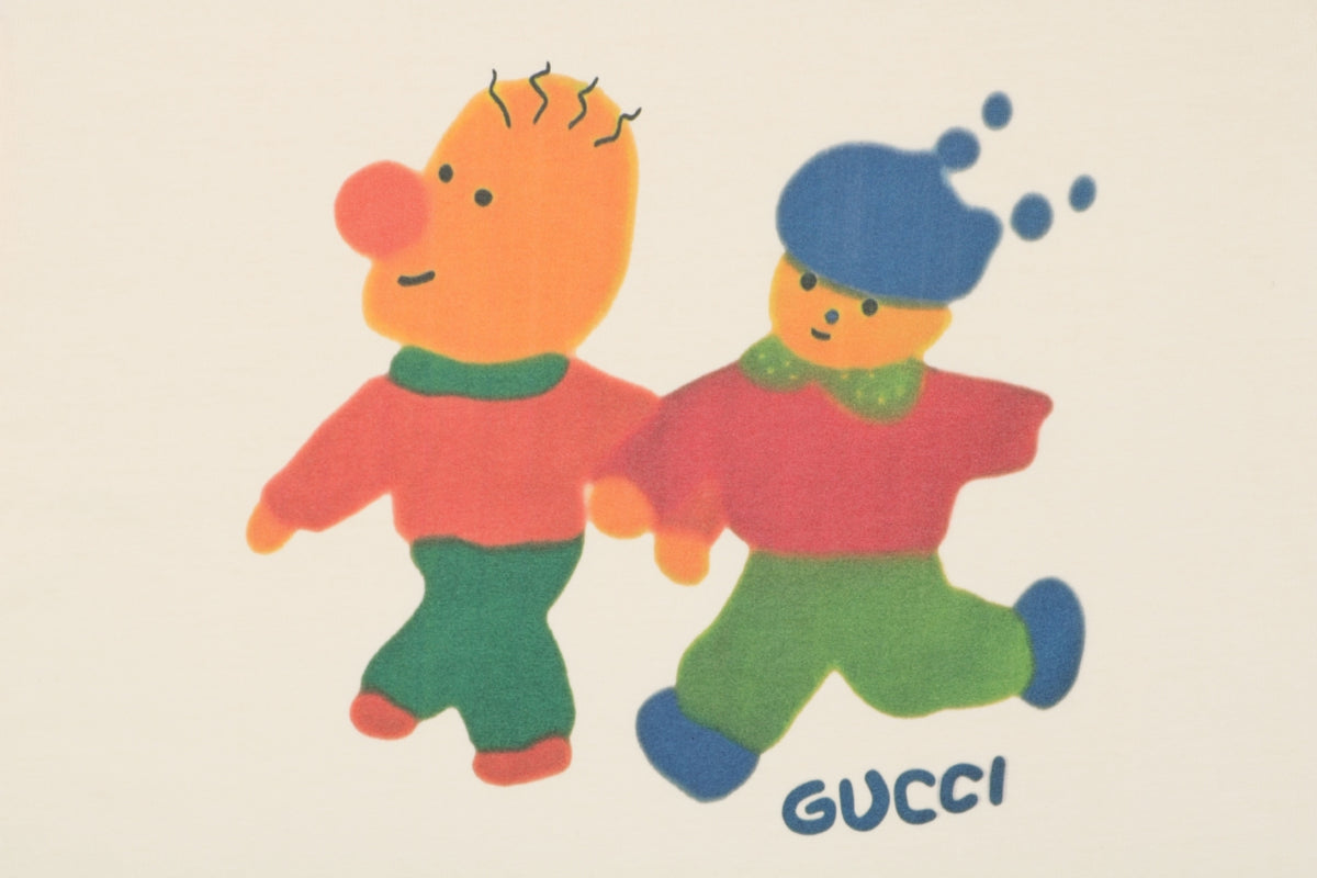 Gucci Playful Running Companion Bear Characters Print Short Sleeve Tee – Off-White
