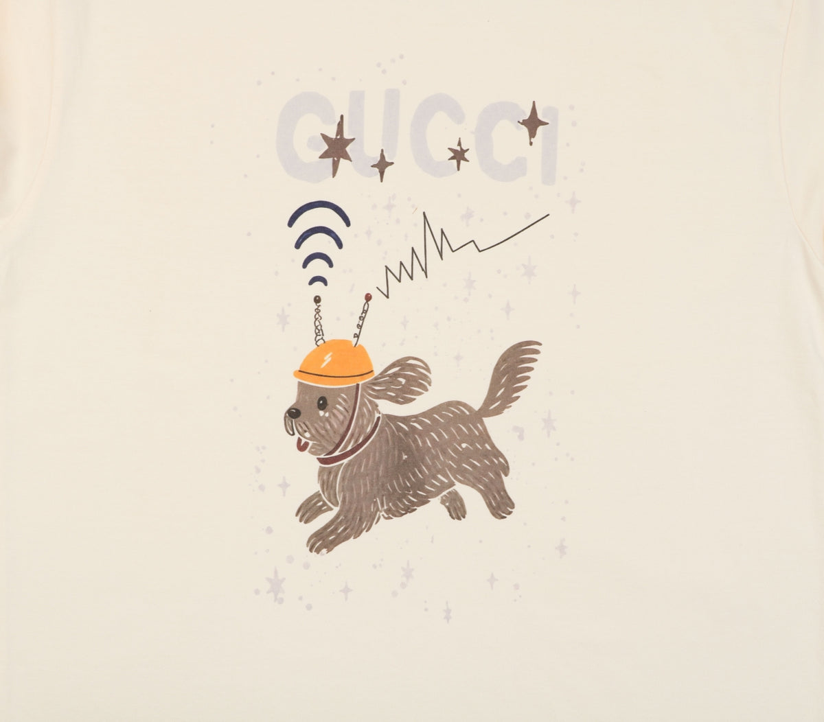 Gucci Signal Dog Running Illustration Print Short Sleeve Tee – Off-White