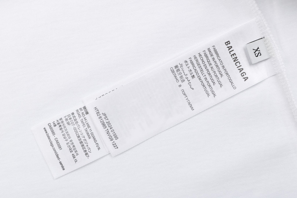 Balenciaga Layered Label Gel Print Oversized Short Sleeve Tee – White