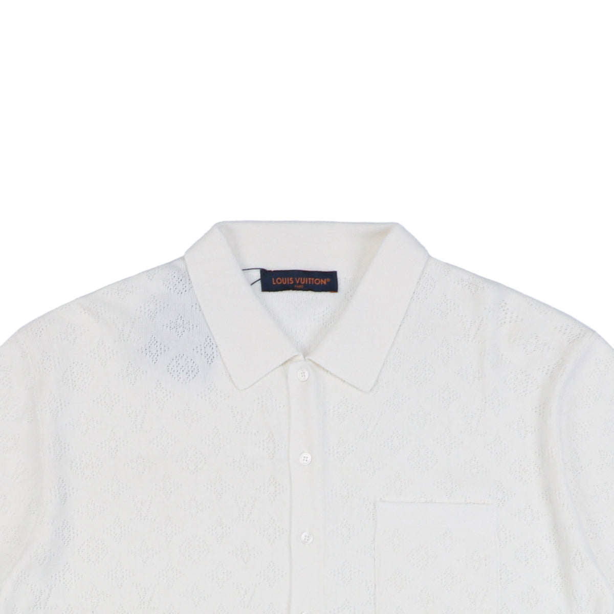Louis Vuitton 23SS LV Monogram Openwork Jacquard Short Sleeve Camp Shirt – White