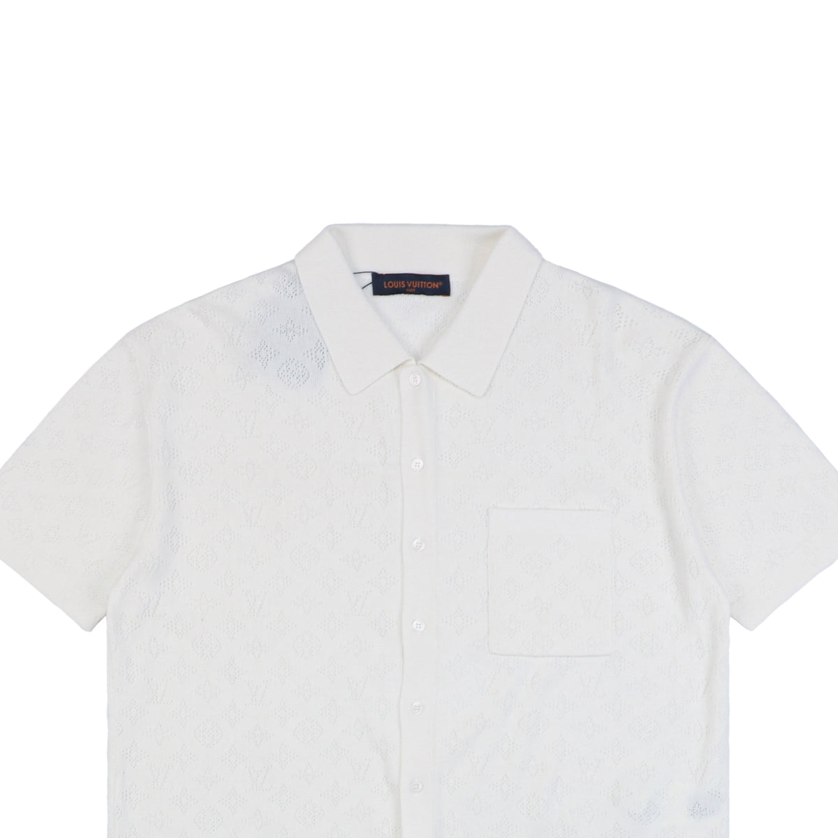 Louis Vuitton 23SS LV Monogram Openwork Jacquard Short Sleeve Camp Shirt – White