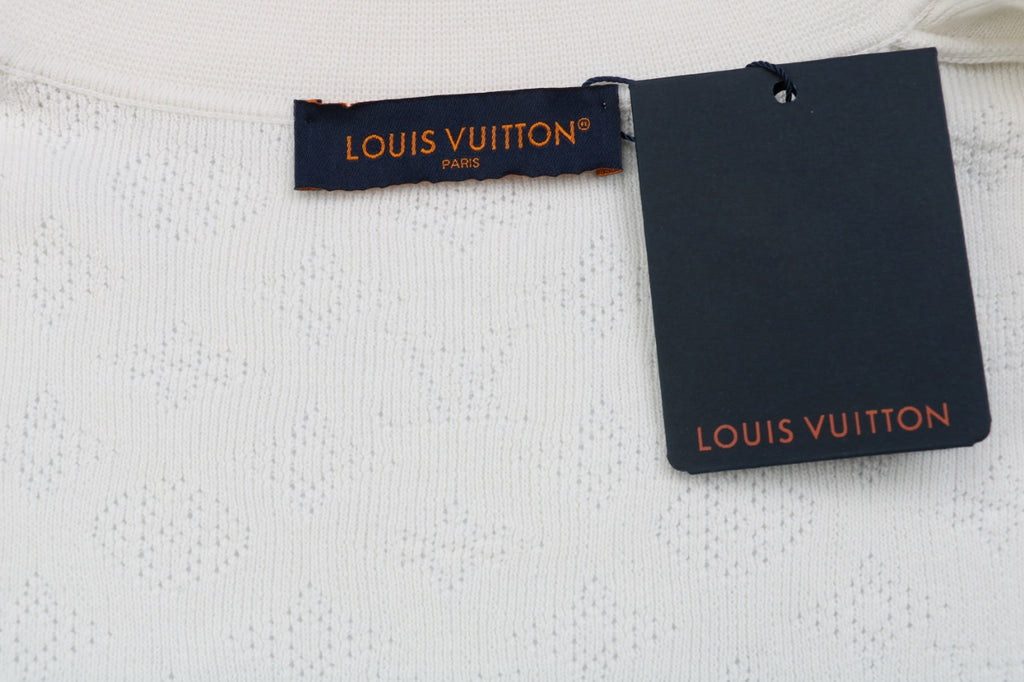 Louis Vuitton 23SS LV Monogram Openwork Jacquard Short Sleeve Camp Shirt – White