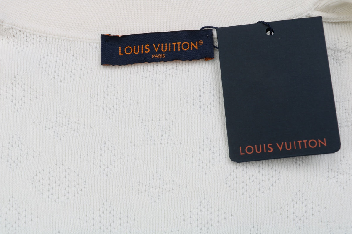 Louis Vuitton 23SS LV Monogram Openwork Jacquard Short Sleeve Camp Shirt – White